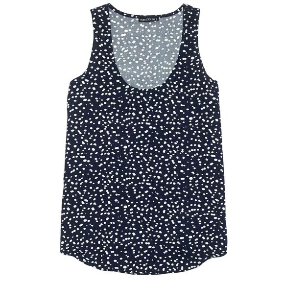 J. Crew Tops - J.Crew Mercantile Navy Blue & White Pebble Print Sleeveless Viscose Top Size XS